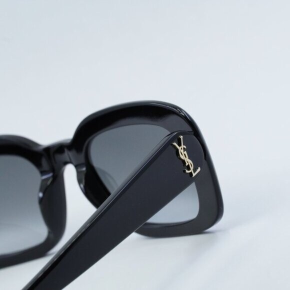 🕶️ New Saint Laurent SLM130 002 Sunglasses - Shiny Black Frame - Picture 11 of 13